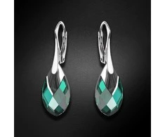 Diamond Sky Jewelry Sidabriniai auskarai moterims DiamondSky „Baroque II (Emerald Light Chrome)" su Swarovski kristalais