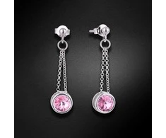 Diamond Sky Jewelry Sidabriniai auskarai moterims DiamondSky „Bonbon (Light Rose)" su Swarovski kristalais