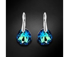Diamond Sky Jewelry Sidabriniai auskarai moterims DiamondSky „Frozen Edges (Bermuda Mėlyna)" su Swarovski kristalais