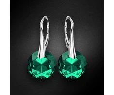 Diamond Sky Jewelry Sidabriniai auskarai moterims DiamondSky „Marianne (Emerald)“ su Swarovski kristalais