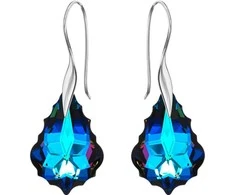 Diamond Sky Jewelry Sidabriniai auskarai moterims DiamondSky „Baroque IV (Meridian Mėlyna)" su Swarovski kristalais