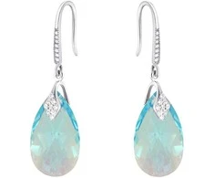 Diamond Sky Jewelry Sidabriniai auskarai moterims DiamondSky „Baroque III (Aquamarine Shimmer)“ su Swarovski kristalais