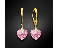 Diamond Sky Jewelry Sidabriniai auskarai moterims DiamondSky „Cute Valentine (Light Rose)“ su Swarovski kristalais