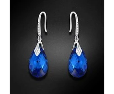 Diamond Sky Jewelry Sidabriniai auskarai moterims DiamondSky „Baroque III (Capri Mėlyna Comet Argent Light)“ su Swarovski kristalais