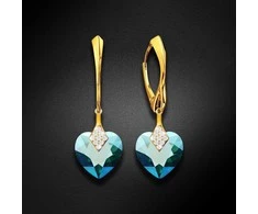 Diamond Sky Jewelry Sidabriniai auskarai moterims DiamondSky „Cute Valentine (Emerald Shimmer)“ su Swarovski kristalais