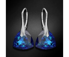 Diamond Sky Jewelry Sidabriniai auskarai moterims DiamondSky „Evening Shine (Bermuda Mėlyna)" su Swarovski kristalais