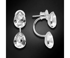 Diamond Sky Jewelry Sidabriniai auskarai moterims DiamondSky „Dew Drop" su Swarovski kristalais