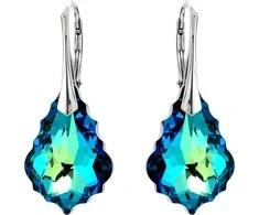 Diamond Sky Jewelry Sidabriniai auskarai moterims DiamondSky „Baroque V (Bermuda Mėlyna)“ su Swarovski kristalais