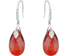 Diamond Sky Jewelry Sidabriniai auskarai moterims DiamondSky „Baroque III (Raudona Magma)“ su Swarovski kristalais