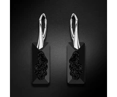 Diamond Sky Jewelry Sidabriniai auskarai moterims DiamondSky „Growing Crystal II (Jet)" su Swarovski kristalais