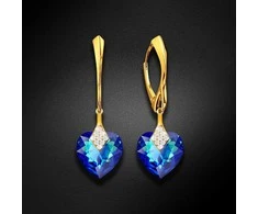 Diamond Sky Jewelry Sidabriniai auskarai moterims DiamondSky „Cute Valentine (Bermuda Mėlyna)“ su Swarovski kristalais