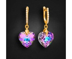 Diamond Sky Jewelry Sidabriniai auskarai moterims DiamondSky „Romantic Heart III (Vitrail Light)“ su Swarovski kristalais