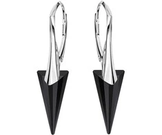 Diamond Sky Jewelry Sidabriniai auskarai moterims DiamondSky „Spike II (Jet)“ su Swarovski kristalais