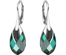 Diamond Sky Jewelry Sidabriniai auskarai moterims DiamondSky „Baroque II (Emerald Light Chrome)" su Swarovski kristalais