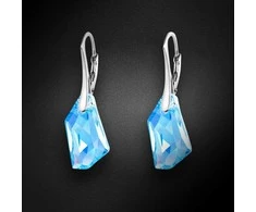 Diamond Sky Jewelry Sidabriniai auskarai moterims DiamondSky „Hyperborea (Aquamarine Mėlyna)“ su Swarovski kristalais