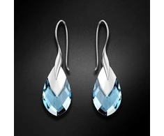 Diamond Sky Jewelry Sidabriniai auskarai moterims DiamondSky „Baroque II (Aquamarine Light Chrome)" su Swarovski kristalais