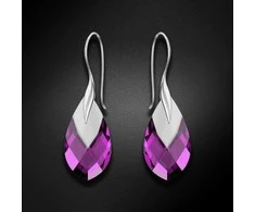 Diamond Sky Jewelry Sidabriniai auskarai moterims DiamondSky „Baroque II (Amethyst Light Chrome)" su Swarovski kristalais