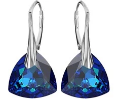 Diamond Sky Jewelry Sidabriniai auskarai moterims DiamondSky „Evening Shine (Bermuda Mėlyna)" su Swarovski kristalais
