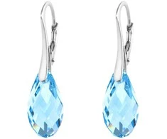 Diamond Sky Jewelry Sidabriniai auskarai moterims DiamondSky „Enchanté (Aquamarine)" su Swarovski kristalais