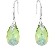 Diamond Sky Jewelry Sidabriniai auskarai moterims DiamondSky „Baroque III (Peridot AB)“ su Swarovski kristalais