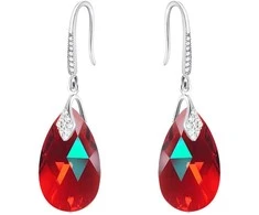 Diamond Sky Jewelry Sidabriniai auskarai moterims DiamondSky „Baroque III (Light Siam Shimmer)“ su Swarovski kristalais