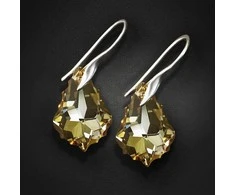 Diamond Sky Jewelry Sidabriniai auskarai moterims DiamondSky „Baroque IV (Golden Shadow)" su Swarovski kristalais