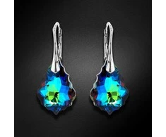 Diamond Sky Jewelry Sidabriniai auskarai moterims DiamondSky „Baroque V (Meridian Mėlyna)“ su Swarovski kristalais