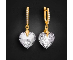 Diamond Sky Jewelry Sidabriniai auskarai moterims DiamondSky „Romantic Heart III“ su Swarovski kristalais