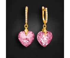 Diamond Sky Jewelry Sidabriniai auskarai moterims DiamondSky „Romantic Heart III (Rose)“ su Swarovski kristalais