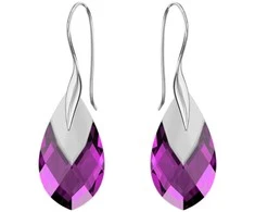Diamond Sky Jewelry Sidabriniai auskarai moterims DiamondSky „Baroque II (Amethyst Light Chrome)" su Swarovski kristalais