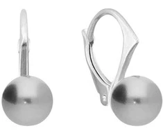 Diamond Sky Jewelry Sidabriniai auskarai moterims DiamondSky „Rani (Light Pilkas)“ su Swarovski perlais