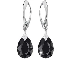 Diamond Sky Jewelry Sidabriniai auskarai moterims DiamondSky „Moon Shine (Jet)" su Swarovski kristalais