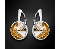 Diamond Sky Jewelry Sidabriniai auskarai moterims DiamondSky „Clarice (Golden Shadow)" su Swarovski kristalais