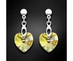 Diamond Sky Jewelry Sidabriniai auskarai moterims DiamondSky „Romantic Heart II (Aurora Borealis)“ su Swarovski kristalais