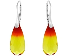 Diamond Sky Jewelry Sidabriniai auskarai moterims DiamondSky „Vaivorykštės Kaskadas (Fireopal)" su Swarovski kristalais