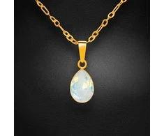Diamond Sky Jewelry Sidabrinis kaklo papuošalas moterims DiamondSky „Crystal Drop (Baltas Opal)“ su Swarovski kristalais