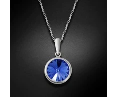 Diamond Sky Jewelry Sidabrinis kaklo papuošalas moterims DiamondSky „Clarice (Sapphire)“ su Swarovski kristalais
