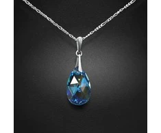 Diamond Sky Jewelry Sidabrinis kaklo papuošalas moterims DiamondSky „Baroque (Aquamarine Mėlyna AB)“ su Swarovski kristalais