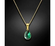 Diamond Sky Jewelry Sidabrinis kaklo papuošalas moterims Diamond Sky "Crystal Drop (Emerald)" su Preciosa kristalais