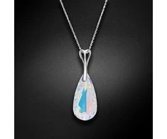 Diamond Sky Jewelry Sidabrinis kaklo papuošalas moterims DiamondSky „Rainbow Waterfall (Aurora Borealis)“ su Swarovski kristalais