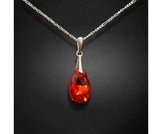 Diamond Sky Jewelry Sidabrinis kaklo papuošalas moterims DiamondSky „Baroque (Light Siam AB)“ su Swarovski kristalais