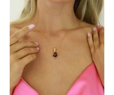 Diamond Sky Jewelry Sidabrinis kaklo papuošalas moterims Diamond Sky "Crystal Drop (Amethyst)" su Preciosa kristalais
