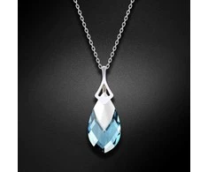 Diamond Sky Jewelry Sidabrinis kaklo papuošalas moterims DiamondSky „Baroque II (Aquamarine Light Chrome)“ su Swarovski kristalais
