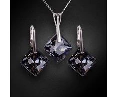 Diamond Sky Jewelry Sidabrinis papuošalų rinkinys moterims DiamondSky „Shimmer (Sidabrinis Night)“ su Swarovski kristalais
