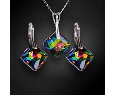 Diamond Sky Jewelry Sidabrinis papuošalų rinkinys moterims DiamondSky „Shimmer (Vitrail Medium)“ su Swarovski kristalais
