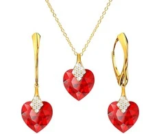 Diamond Sky Jewelry Sidabrinis papuošalų rinkinys moterims DiamondSky „Cute Valentine (Light Siam)“ su Swarovski kristalais