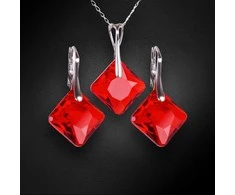 Diamond Sky Jewelry Sidabrinis papuošalų rinkinys moterims DiamondSky „Shimmer (Light Siam)“ su Swarovski kristalais