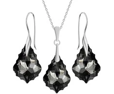Diamond Sky Jewelry Sidabrinis papuošalų rinkinys moterims DiamondSky „Baroque IV (Sidabrinis Night)“ su Swarovski kristalais