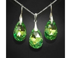 Diamond Sky Jewelry Sidabrinis papuošalų rinkinys moterims DiamondSky „Baroque (Peridot AB)“ su Swarovski kristalais