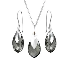 Diamond Sky Jewelry Sidabrinis papuošalų rinkinys moterims DiamondSky „Baroque II (Juodas Diamond Light Chrome)“ su Swarovski kristalais